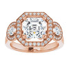 Cubic Zirconia Engagement Ring- The Carina Mixe (Customizable 3x Halo-Enhanced 3-stone Style with Asscher Cut Center and Round Cut Accents)