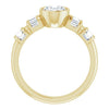 Cubic Zirconia Engagement Ring- The Astrid (Customizable Bezel-set Oval Cut Design with Quad Horizontal Band Sleeves of Baguette Accents)