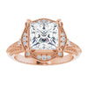 Cubic Zirconia Engagement Ring- The Ashton (Customizable Vintage Princess/Square Cut Design with Beaded Milgrain and Starburst Semi-Halo)