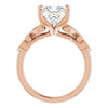 Cubic Zirconia Engagement Ring- The Annika (Customizable 7-stone Design with Princess/Square Cut Center Plus Sculptural Band and Filigree)