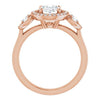 Cubic Zirconia Engagement Ring- The Carina Mixe (Customizable 3x Halo-Enhanced 3-stone Style with Oval Cut Center and Round Cut Accents)