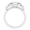 Cubic Zirconia Engagement Ring- The Carina Mixe (Customizable 3x Halo-Enhanced 3-stone Style with Emerald Cut Center and Round Cut Accents)