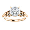 Cubic Zirconia Engagement Ring- The Lark (Customizable 7-stone Cushion Cut Design with Vertical Round-Channel Accents)