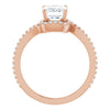 Cubic Zirconia Engagement Ring- The Essence (Customizable Artisan Emerald Cut Design with Thin, Accented Bypass Band)