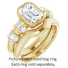 Cubic Zirconia Engagement Ring- The Astrid (Customizable Bezel-set Emerald Cut Design with Quad Horizontal Band Sleeves of Baguette Accents)