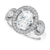 Cubic Zirconia Engagement Ring- The Carina Mixe (Customizable 3x Halo-Enhanced 3-stone Style with Oval Cut Center and Round Cut Accents)