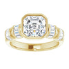 Cubic Zirconia Engagement Ring- The Astrid (Customizable Bezel-set Asscher Cut Design with Quad Horizontal Band Sleeves of Baguette Accents)