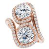 Cubic Zirconia Engagement Ring- The Anushka (Customizable Double Cushion Cut 2-Stone Style Enhanced with Accented Artisan Bypass Band)