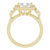 Cubic Zirconia Engagement Ring- The Carina Mixe (Customizable 3x Halo-Enhanced 3-stone Style with Princess/Square Cut Center and Round Cut Accents)