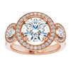 Cubic Zirconia Engagement Ring- The Carina Mixe (Customizable 3x Halo-Enhanced 3-stone Style with Round Cut Center and Round Cut Accents)