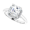 Cubic Zirconia Engagement Ring- The Honesty (Customizable Cathedral-Halo Asscher Cut Style featuring Sculptural Trellis)
