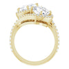 Cubic Zirconia Engagement Ring- The Anushka (Customizable Double Cushion Cut 2-Stone Style Enhanced with Accented Artisan Bypass Band)