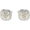 **Men's Cufflinks- 0.14 TCW 21-stone Two-tone with Hand-Engraving