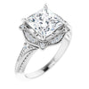 Cubic Zirconia Engagement Ring- The Ashton (Customizable Vintage Princess/Square Cut Design with Beaded Milgrain and Starburst Semi-Halo)
