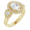 Cubic Zirconia Engagement Ring- The Carina Mixe (Customizable 3x Halo-Enhanced 3-stone Style with Oval Cut Center and Round Cut Accents)