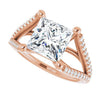 Cubic Zirconia Engagement Ring- The Addison (Customizable Cathedral-raised Princess/Square Cut Center with Exquisite Accented Split-band)