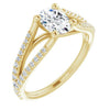10K Yellow Gold Customizable Cathedral-raised Oval Cut Center with Exquisite Accented Split-band