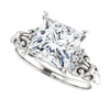 Cubic Zirconia Engagement Ring- The Lark (Customizable 7-stone Princess/Square Cut Design with Vertical Round-Channel Accents)