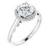 10K White Gold Customizable Cathedral-Halo Round Cut Style featuring Sculptural Trellis