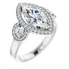 Cubic Zirconia Engagement Ring- The Carina Mixe (Customizable 3x Halo-Enhanced 3-stone Style with Marquise Cut Center and Round Cut Accents)