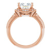 Cubic Zirconia Engagement Ring- The Ashton (Customizable Vintage Princess/Square Cut Design with Beaded Milgrain and Starburst Semi-Halo)