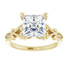 Cubic Zirconia Engagement Ring- The Annika (Customizable 7-stone Design with Princess/Square Cut Center Plus Sculptural Band and Filigree)