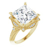 10K Yellow Gold Customizable Vintage Princess/Square Cut Design with Beaded Milgrain and Starburst Semi-Halo