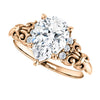 Cubic Zirconia Engagement Ring- The Lark (Customizable 7-stone Pear Cut Design with Vertical Round-Channel Accents)