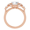 Cubic Zirconia Engagement Ring- The Carina Mixe (Customizable 3x Halo-Enhanced 3-stone Style with Round Cut Center and Round Cut Accents)