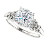 Cubic Zirconia Engagement Ring- The Lark (Customizable 7-stone Cushion Cut Design with Vertical Round-Channel Accents)
