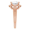 Cubic Zirconia Engagement Ring- The Ashton (Customizable Vintage Princess/Square Cut Design with Beaded Milgrain and Starburst Semi-Halo)