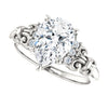 Cubic Zirconia Engagement Ring- The Lark (Customizable 7-stone Pear Cut Design with Vertical Round-Channel Accents)