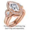Cubic Zirconia Engagement Ring- The Carina Mixe (Customizable 3x Halo-Enhanced 3-stone Style with Marquise Cut Center and Round Cut Accents)