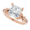 Cubic Zirconia Engagement Ring- The Annika (Customizable 7-stone Design with Princess/Square Cut Center Plus Sculptural Band and Filigree)