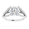 Cubic Zirconia Engagement Ring- The Addison (Customizable Cathedral-raised Asscher Cut Center with Exquisite Accented Split-band)