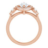 Cubic Zirconia Engagement Ring- The Carina Mixe (Customizable 3x Halo-Enhanced 3-stone Style with Marquise Cut Center and Round Cut Accents)