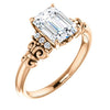 Cubic Zirconia Engagement Ring- The Lark (Customizable 7-stone Radiant Cut Design with Vertical Round-Channel Accents)