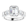 Cubic Zirconia Engagement Ring- The Astrid (Customizable Bezel-set Emerald Cut Design with Quad Horizontal Band Sleeves of Baguette Accents)