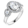 Cubic Zirconia Engagement Ring- The Carina Mixe (Customizable 3x Halo-Enhanced 3-stone Style with Oval Cut Center and Round Cut Accents)