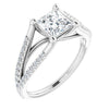 10K White Gold Customizable Cathedral-raised Princess/Square Cut Center with Exquisite Accented Split-band