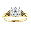 Cubic Zirconia Engagement Ring- The Lark (Customizable 7-stone Cushion Cut Design with Vertical Round-Channel Accents)
