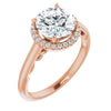 Cubic Zirconia Engagement Ring- The Honesty (Customizable Cathedral-Halo Round Cut Style featuring Sculptural Trellis)
