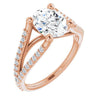 10K Rose Gold Customizable Cathedral-raised Oval Cut Center with Exquisite Accented Split-band