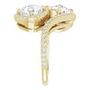 Cubic Zirconia Engagement Ring- The Anushka (Customizable Double Cushion Cut 2-Stone Style Enhanced with Accented Artisan Bypass Band)