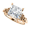 Cubic Zirconia Engagement Ring- The Lark (Customizable 7-stone Princess/Square Cut Design with Vertical Round-Channel Accents)