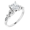 Platinum Customizable 7-stone Design with Princess/Square Cut Center Plus Sculptural Band and Filigree