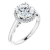 10K White Gold Customizable Cathedral-Halo Round Cut Style featuring Sculptural Trellis