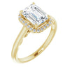 Cubic Zirconia Engagement Ring- The Honesty (Customizable Cathedral-Halo Radiant Cut Style featuring Sculptural Trellis)