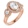 Cubic Zirconia Engagement Ring- The Carina Mixe (Customizable 3x Halo-Enhanced 3-stone Style with Oval Cut Center and Round Cut Accents)