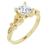 10K Yellow Gold Customizable 7-stone Design with Princess/Square Cut Center Plus Sculptural Band and Filigree
